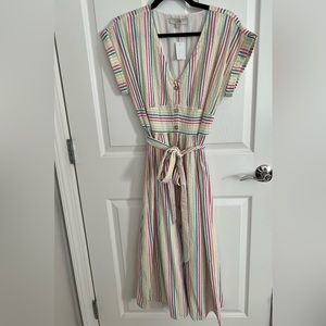 LOFT multicolor button-up dress NWT